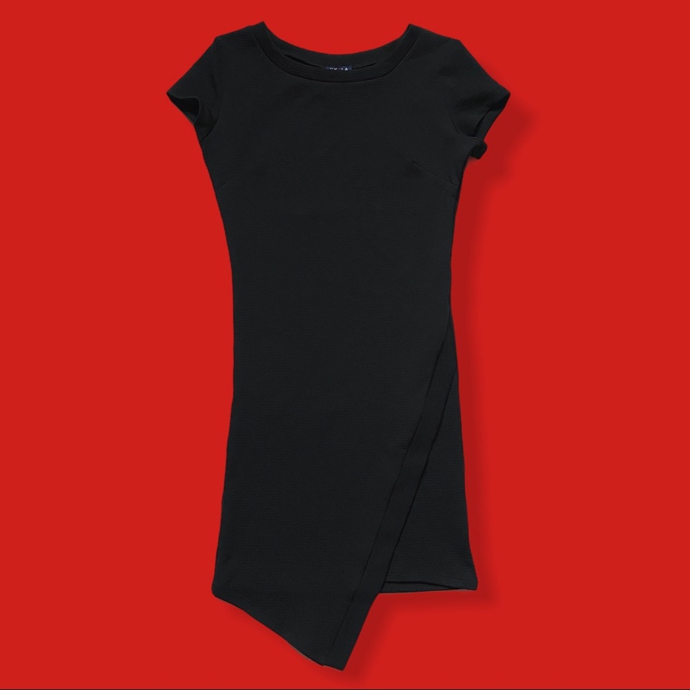 Black Asymmetrical Mini Dress